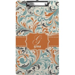 Orange & Blue Leafy Swirls Clipboard (Legal Size) (Personalized)