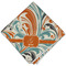 Orange & Blue Leafy Swirls Cloth Napkins - Personalized Dinner (Folded Four Corners)