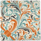 Orange & Blue Leafy Swirls Cloth Napkins - Personalized Dinner (Full Open)