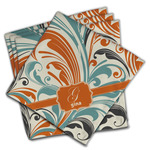 Orange & Blue Leafy Swirls Cloth Napkins (Set of 4) (Personalized)