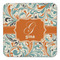 Orange & Blue Leafy Swirls Coaster Set - FRONT (one)