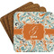 Orange & Blue Leafy Swirls Coaster Set (Personalized)
