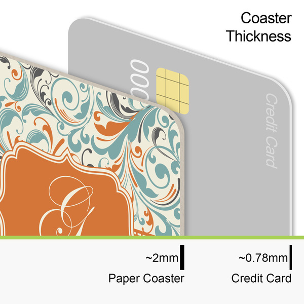 Orange & Blue Leafy Swirls Coaster Thickness