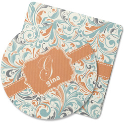 Orange & Blue Leafy Swirls Rubber Backed Coaster (Personalized)