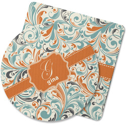 Orange & Blue Leafy Swirls Rubber Backed Coaster (Personalized)