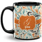 Orange & Blue Leafy Swirls Coffee Mug - 11 oz - Full- Black