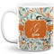 Orange & Blue Leafy Swirls Coffee Mug - 11 oz - Full- White