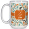 Orange & Blue Leafy Swirls 15 Oz Coffee Mug - White (Personalized)