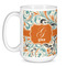 Orange & Blue Leafy Swirls Coffee Mug - 15 oz - White