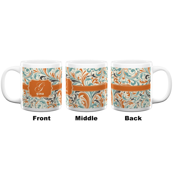 Orange & Blue Leafy Swirls Coffee Mug - 20 oz - White APPROVAL