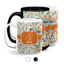 Orange & Blue Leafy Swirls Coffee Mug (Personalized)