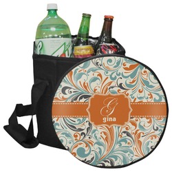 Orange & Blue Leafy Swirls Collapsible Cooler & Seat (Personalized)