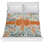 Orange & Blue Leafy Swirls Comforter - Full / Queen (Personalized)