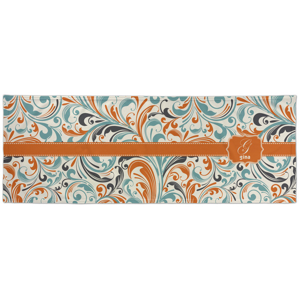 Orange & Blue Leafy Swirls Cooling Towel- Approval