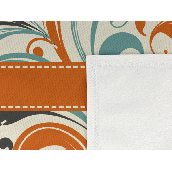 Orange & Blue Leafy Swirls Cooling Towel- Detail