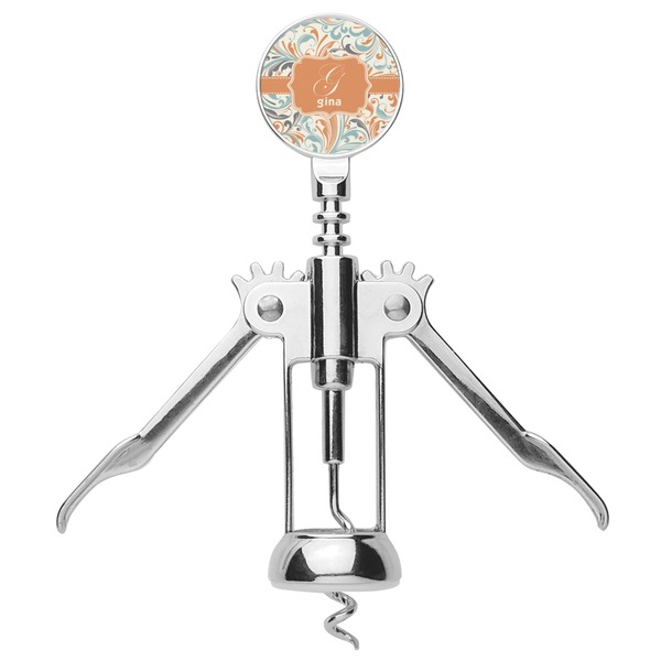 Orange & Blue Leafy Swirls Corkscrew - Alt
