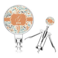 Orange & Blue Leafy Swirls Corkscrew (Personalized)