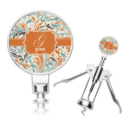 Orange & Blue Leafy Swirls Corkscrew (Personalized)
