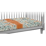 Orange & Blue Leafy Swirls Crib Fitted Sheet (Personalized)