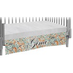 Orange & Blue Leafy Swirls Crib Skirt (Personalized)