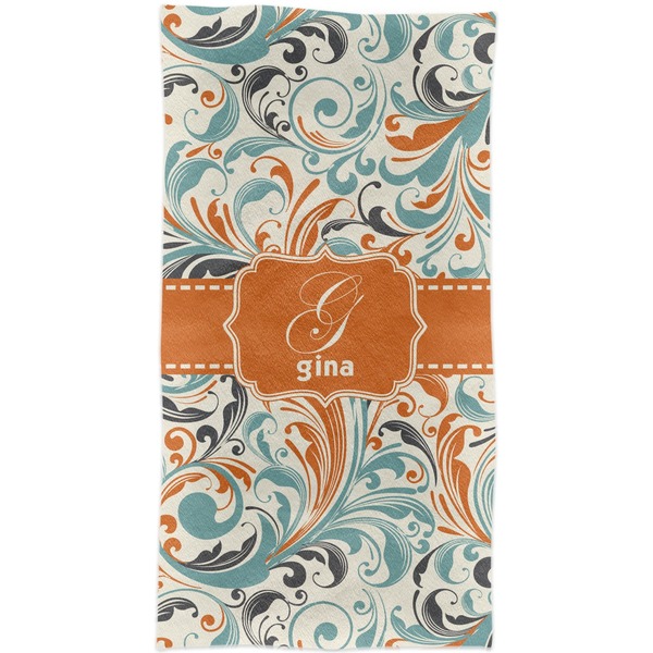 Orange & Blue Leafy Swirls Crib Comforter/Quilt - Apvl