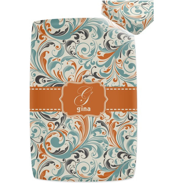 Orange & Blue Leafy Swirls Crib Fitted Sheet - Apvl