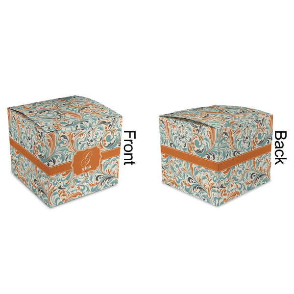 Orange & Blue Leafy Swirls Cubic Gift Box - Approval