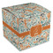 Orange & Blue Leafy Swirls Cube Favor Gift Box - Front/Main