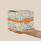 Orange & Blue Leafy Swirls Cube Favor Gift Box - On Hand - Scale View