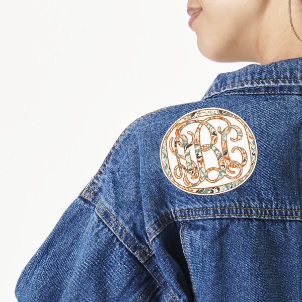 Custom Orange & Blue Leafy Swirls Twill Iron On Patch - Custom Shape (Personalized)