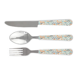 Orange & Blue Leafy Swirls Cutlery Set (Personalized)