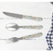 Orange & Blue Leafy Swirls Cutlery Set - w/ PLATE