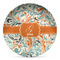 Orange & Blue Leafy Swirls DecoPlate Oven and Microwave Safe Plate - Main