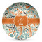 Orange & Blue Leafy Swirls Microwave Safe Plastic Plate - Composite Polymer (Personalized)