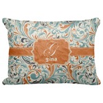 Orange & Blue Leafy Swirls Decorative Baby Pillowcase - 16"x12" (Personalized)