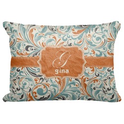 Orange & Blue Leafy Swirls Decorative Baby Pillowcase - 16"x12" (Personalized)