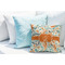 Orange & Blue Leafy Swirls Decorative Pillow Case - LIFESTYLE 2
