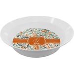 Orange & Blue Leafy Swirls Melamine Bowl - 12 oz (Personalized)