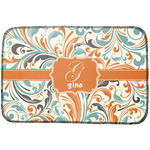 Orange & Blue Leafy Swirls Dish Drying Mat (Personalized)