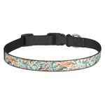 Orange & Blue Leafy Swirls Dog Collar (Personalized)