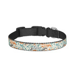 Orange & Blue Leafy Swirls Dog Collar - Small (Personalized)