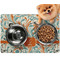 Orange & Blue Leafy Swirls Dog Food Mat - Small w/ Name and Initial