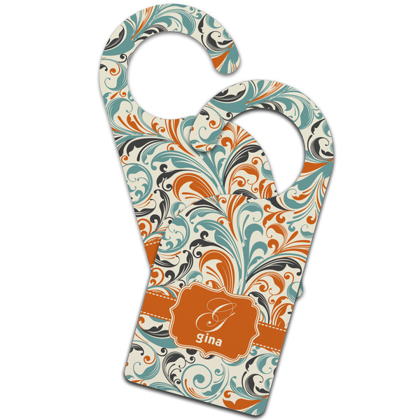 Orange & Blue Leafy Swirls Door Hanger - MAIN