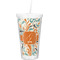 Orange & Blue Leafy Swirls Double Wall Tumbler with Straw (Personalized)