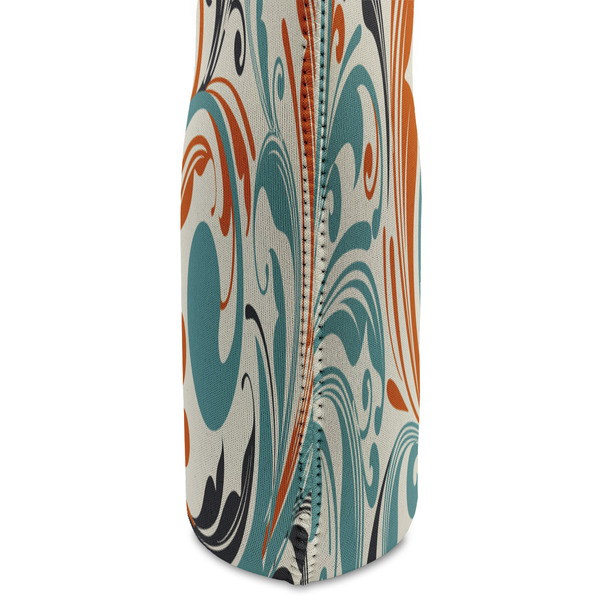 Orange & Blue Leafy Swirls Double Wine Tote - DETAIL 2 (new)