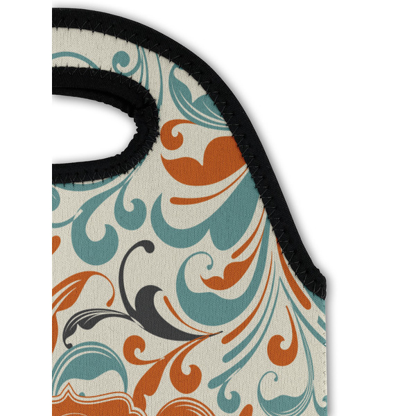 Orange & Blue Leafy Swirls Double Wine Tote - Detail 1 (new)