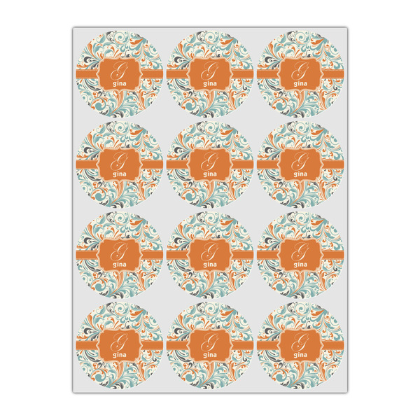 Orange & Blue Leafy Swirls Drink Topper - Small - Set of 12