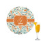 Orange & Blue Leafy Swirls Printed Drink Topper - 2.15" (Personalized)
