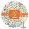 Orange & Blue Leafy Swirls Printed Drink Topper - 3.5" (Personalized)