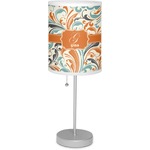 Orange & Blue Leafy Swirls 7" Drum Lamp with Shade Polyester (Personalized)
